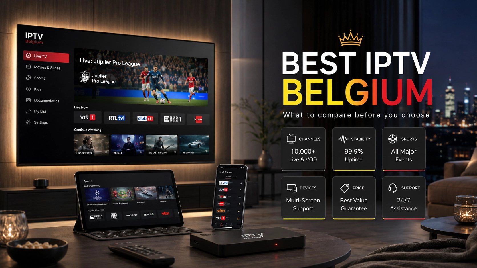 Évaluation des chaînes, appareils et performances IPTV Belgique